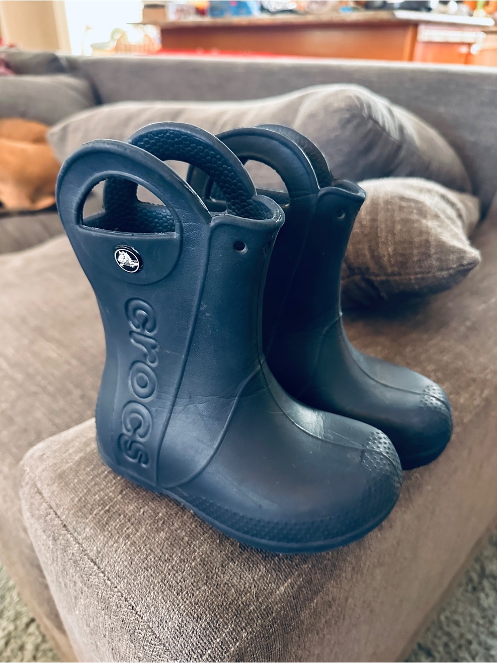 Crocs Kids' Navy Blue Rain Boots with Easy-Grab Handles